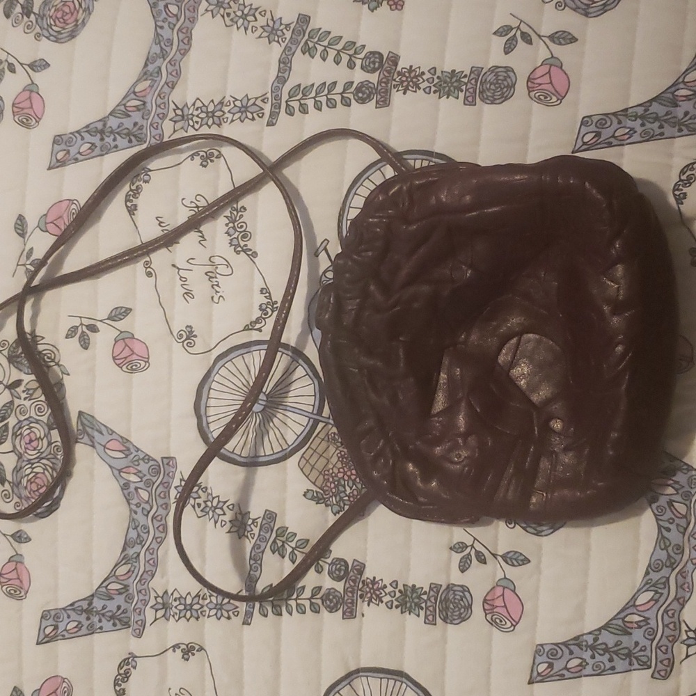 Leather purse deep purple. Clutch or crossbody